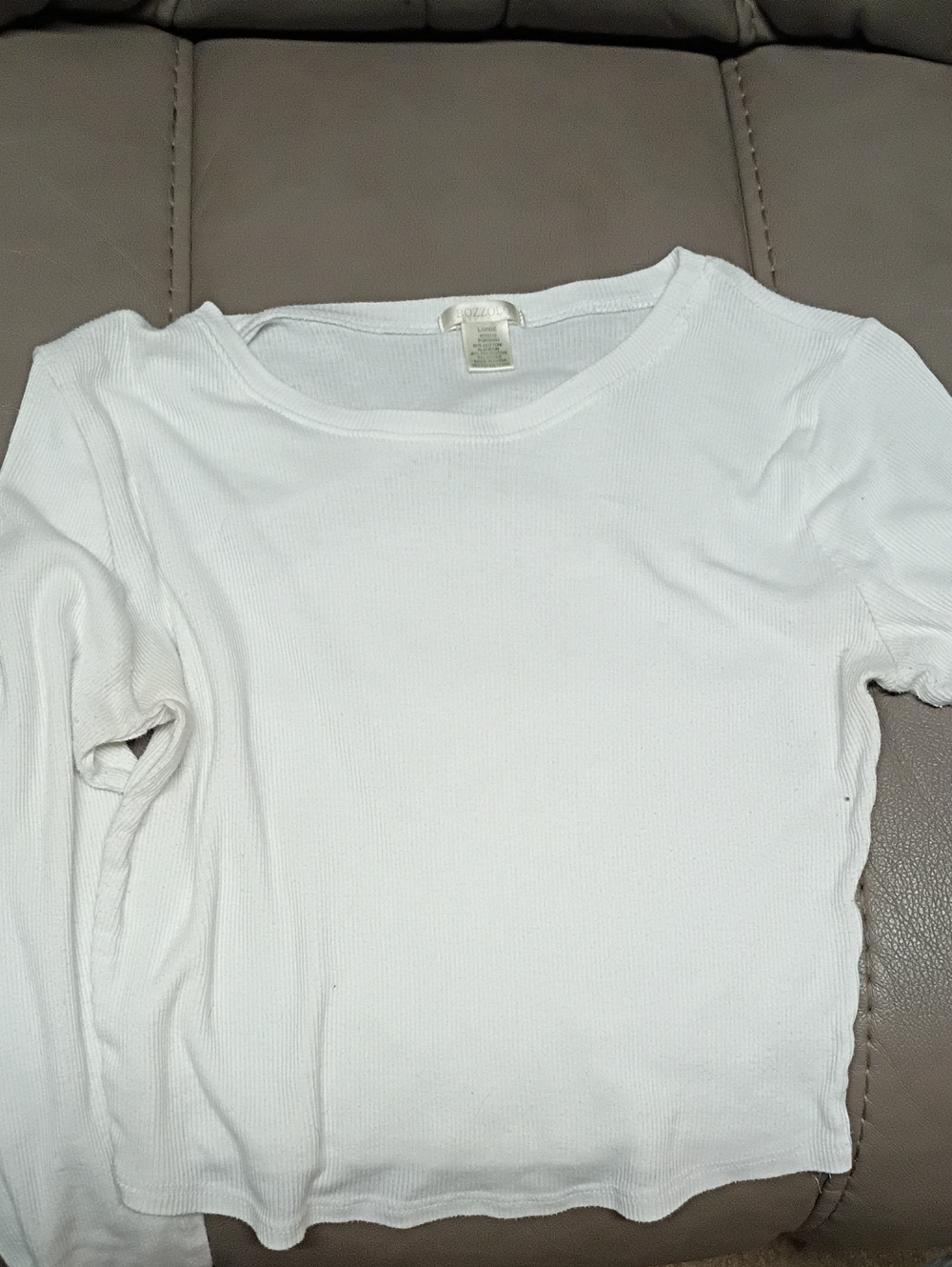 Bozzolo White Ribbed Long Sleeve Top